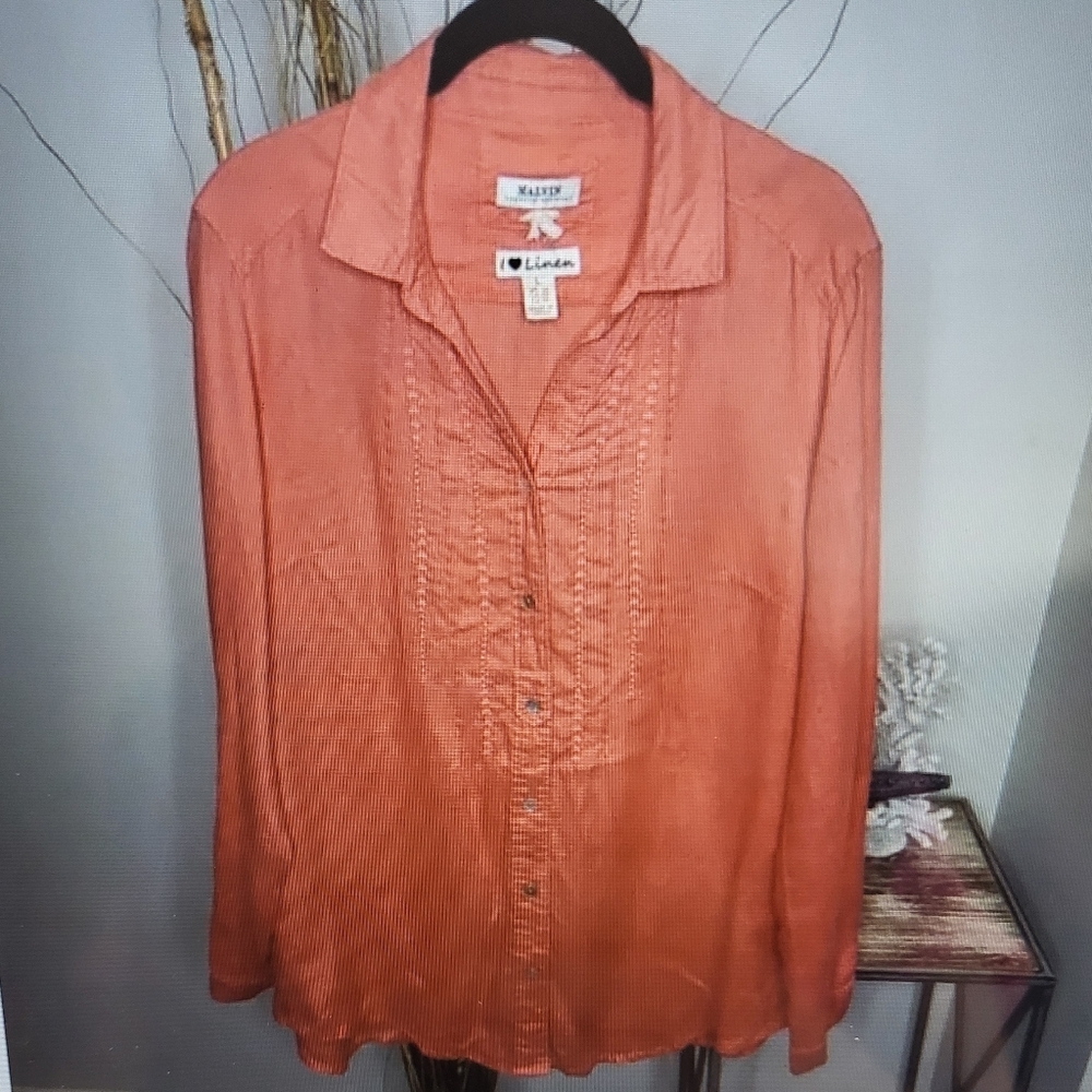 Anthropologie Malvin Hamburg Linen Button Down Women's 10 L